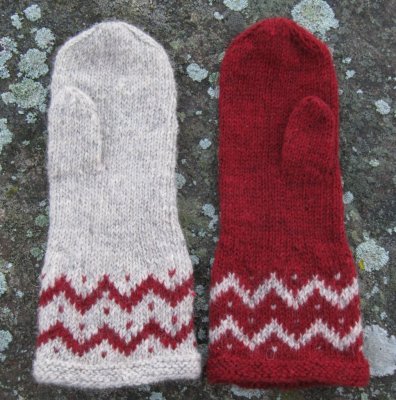 Zoom bild av Stickmönster Ullcentrum Tumvante med mönsterbård och klockad nederkant