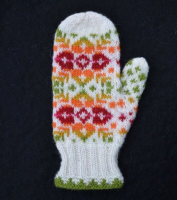 Zoom bild av vantmönster rosa ullcentrum