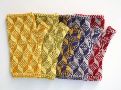 Zoom bild av stickbeskrivning kuben halvvante