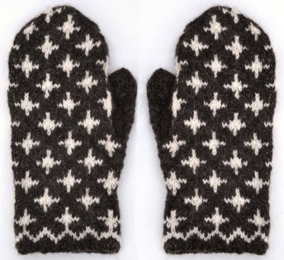 Zoom bild av stickbeskrivning vante vintergatan ullcentrum