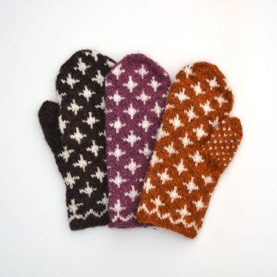 Zoom bild av stickbeskrivning vante vintergatan ullcentrum