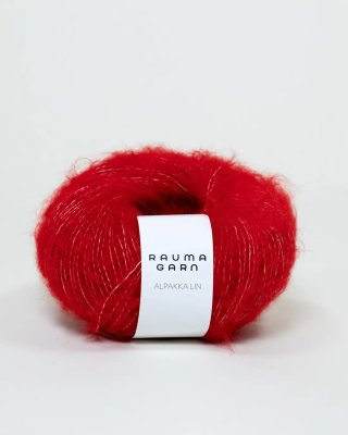 Zoom bild av alpacka lin rauma röd