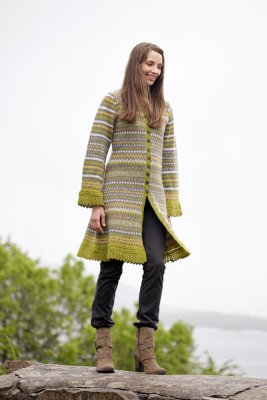 Zoom bild av mönster kofta dam olle rauma finull garn