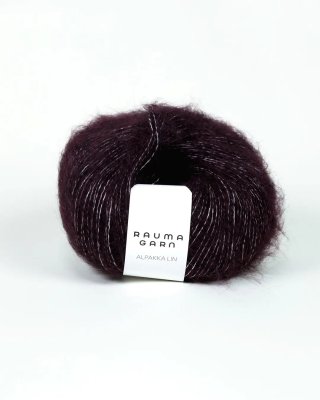 Zoom bild av alpacka aubergine lin rauma