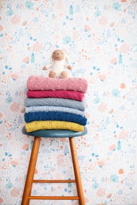 Zoom bild av mönster babyfilt rauma garn garnkatten