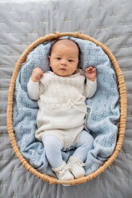 Zoom bild av mönster babyfilt rauma garn garnkatten