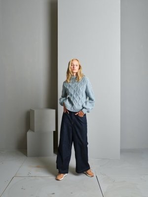 Zoom bild av mönster rauma vams tröja hösttröja