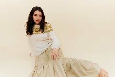 Zoom bild av mönster rauma alpaca silk tröja bia