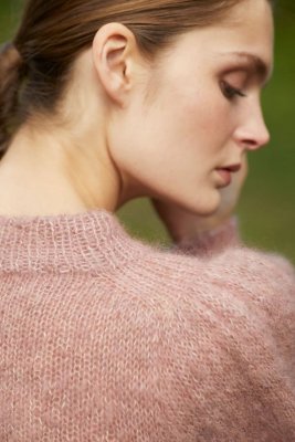 Zoom bild av rauma mönster alpakka lin tröja alpacka serena