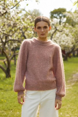 Zoom bild av rauma mönster alpakka lin tröja alpacka serena