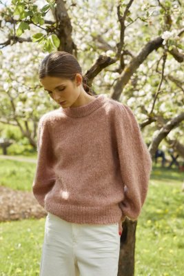 Zoom bild av rauma mönster alpakka lin tröja alpacka serena