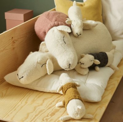 Zoom bild av mönster stora får rauma vams stickning garn