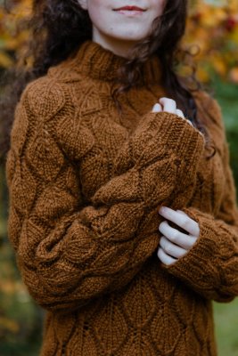 Zoom bild av mönster tröja rauma vams ullgarn stickning