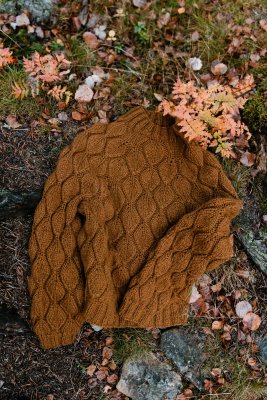 Zoom bild av mönster tröja rauma vams ullgarn stickning