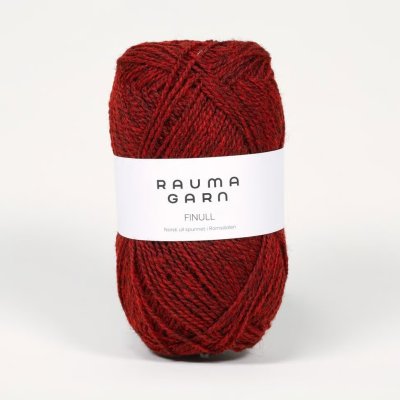 Zoom bild av finull rauma röd mörkmelerad mörkmelert