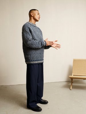 Zoom bild av mönster tröja herr rauma vams garn