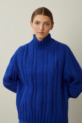 Zoom bild av mönster rauma finull alpaca silk tröja svanetröja