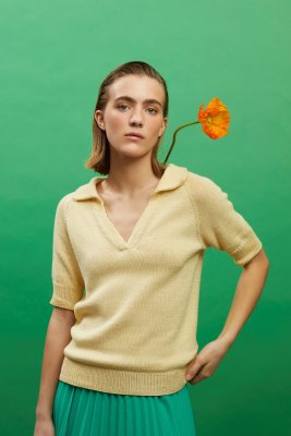 Zoom bild av rauma mönster pandora bomullsgarn viola