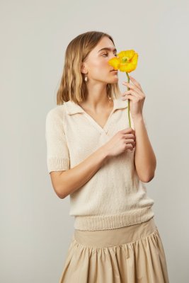 Zoom bild av rauma mönster pandora bomullsgarn viola