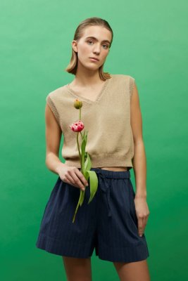 Zoom bild av mönster top bomull rauma pandora