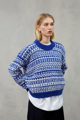 Zoom bild av mönster rauma vams birgitte tröja