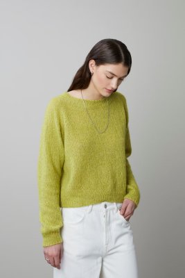 Zoom bild av mönster alpacka lin gaya sommar tröja