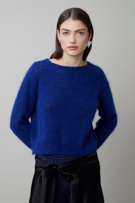 Zoom bild av mönster alpacka lin gaya sommar tröja