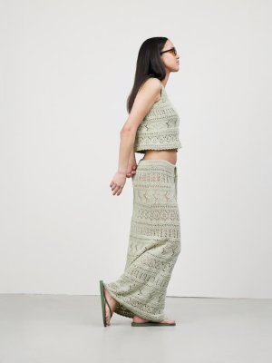 Zoom bild av stickbeskrivning kjol bomullsgarn pandora