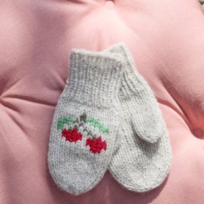 Zoom bild av fruktig intarsia rauma barn stickmönster