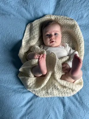Zoom bild av mönster bäbisfilt teppe filt baby