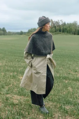 Zoom bild av mönster poncho tweed