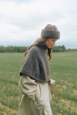 Zoom bild av mönster poncho tweed