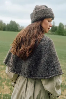 Zoom bild av mönster poncho tweed