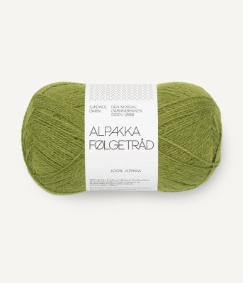 Zoom bild av alpakka følgetråd alpacka sandnes matcha grön