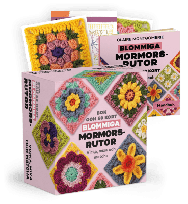 Zoom bild av mormorsrutor bok och 50 kort claire montgomerie virka