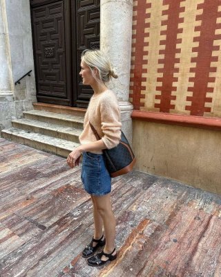 Zoom bild av stickbeskrivning petite knit cumulus blus o-neck
