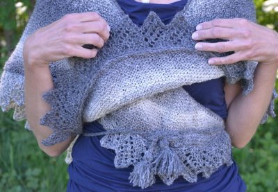 Zoom bild av mönster dansk bindesjal ullcentrum