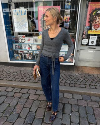 Zoom bild av mönster kofta omlott knytmodell
