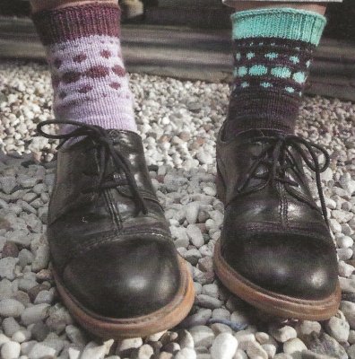 Zoom bild av Sockan Prosecco handgjort lyx sticka mönster